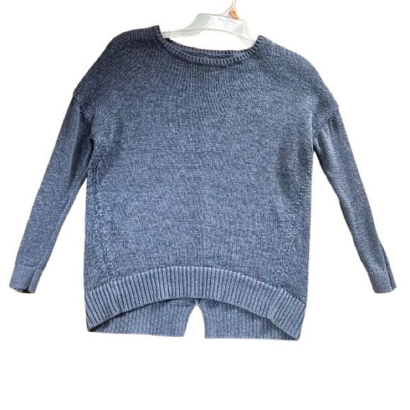 LOFT Sweaters - LOFT Heathered Blue Crew Neck Sweater in Ramie & Cotton Size L